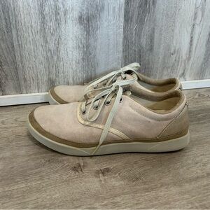 LL Bean Canvas Sneakers Low Top Shoes Womens 7 Beige Granola Girl preppy